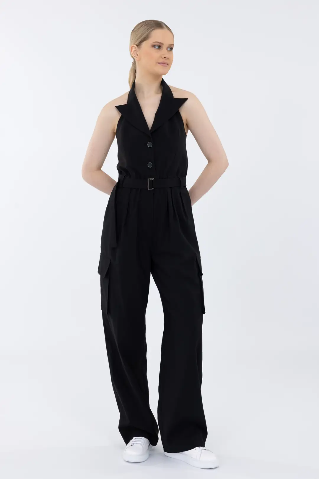 SIRTI GİPE DETAYLI BELİ KUŞAK KEMERLİ KARGO CEPLİ TASARIM TULUM