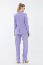KRUVAZE KAPAMA METAL DÜĞME AKSESUARLI BLAZER CEKETLİ BOL PAÇA PANTOLONLU TAKIM 2
