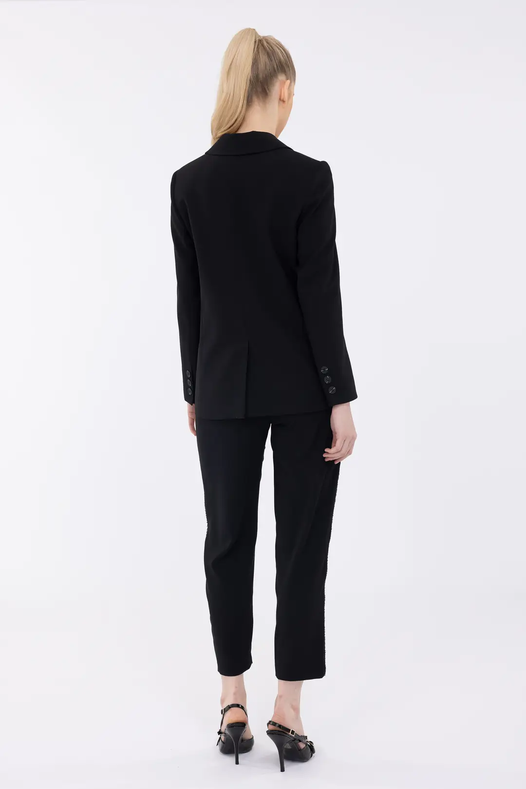 MONO KAPAMA BLAZER CEKETLİ HAVUÇ PANTOLONLU ŞERİT GEÇİŞLİ TAKIM ELBİSE