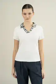YAKA DESENLİ ÖRME BLUZ 1